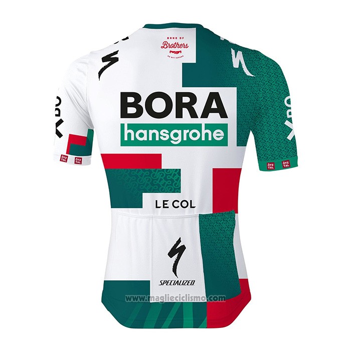 2022 Abbigliamento Ciclismo Bora-Hansgrone Verde Bianco Manica Corta e Salopette